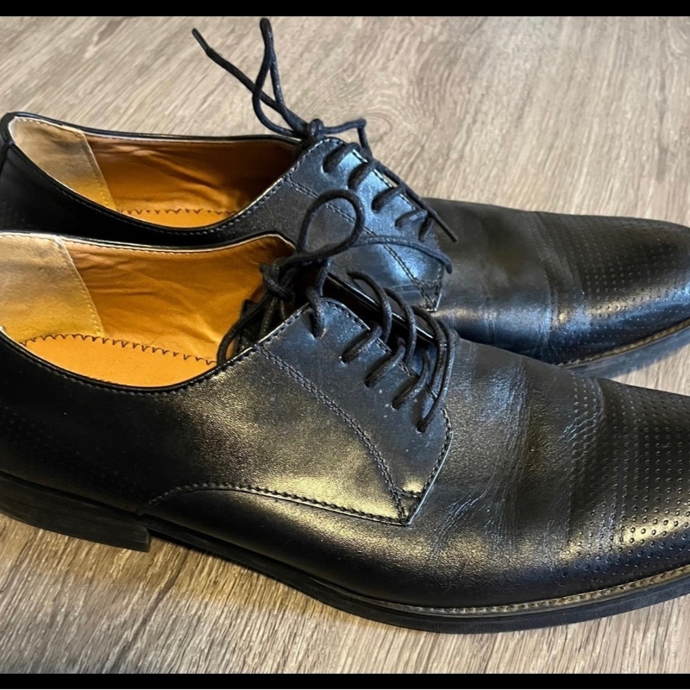 Bar III men’s black leather lace up Dress Shoes‎ oxfords size 11.5 EUC